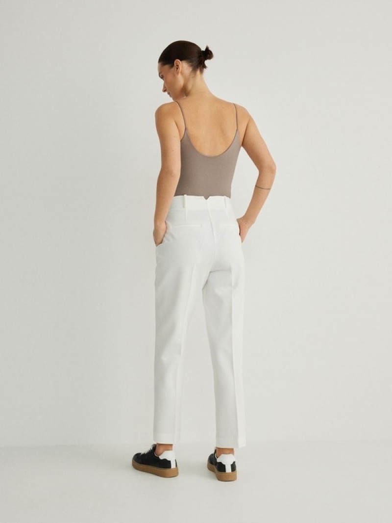 White Women's Reserved Cigaretteviscose Blend Trousers | 40356RWTV