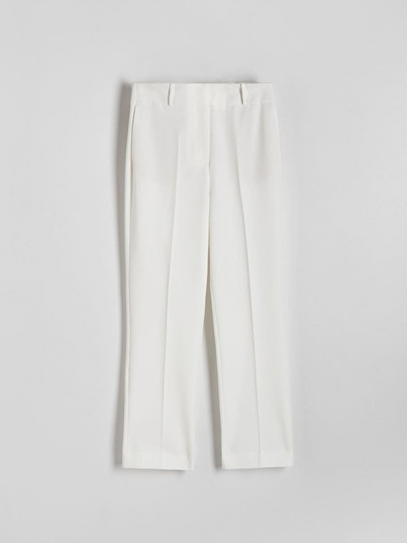 White Women's Reserved Cigaretteviscose Blend Trousers | 40356RWTV