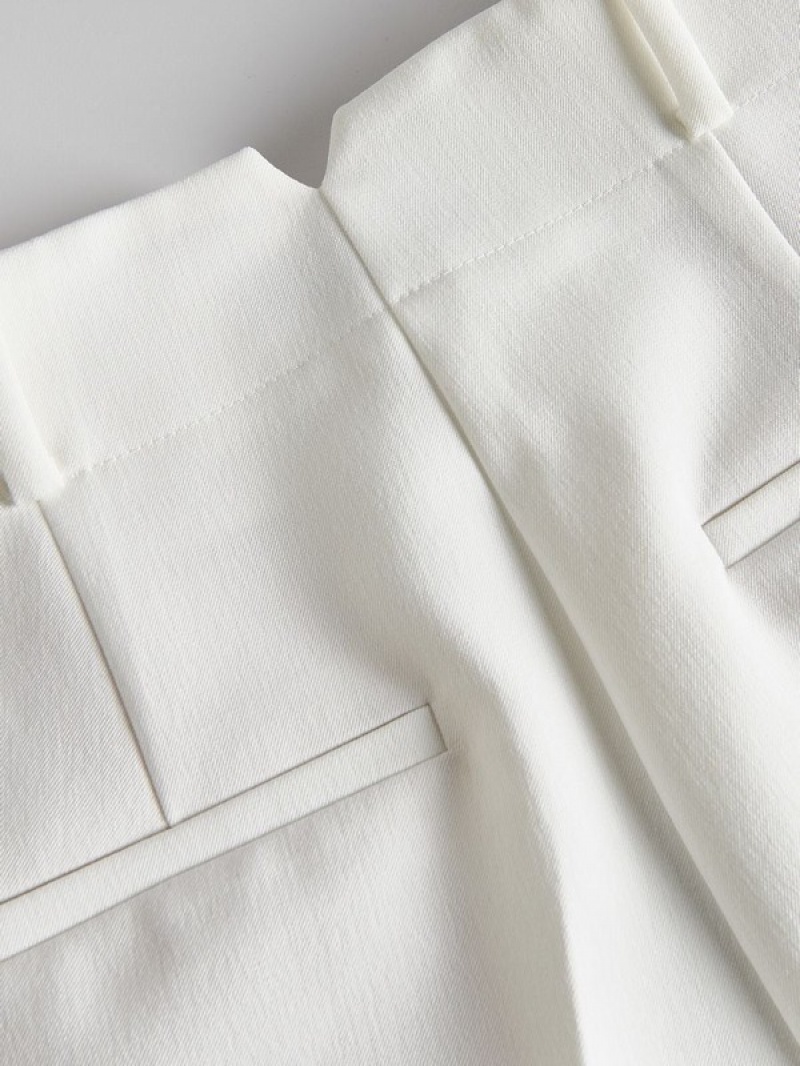 White Women's Reserved Cigaretteviscose Blend Trousers | 40356RWTV