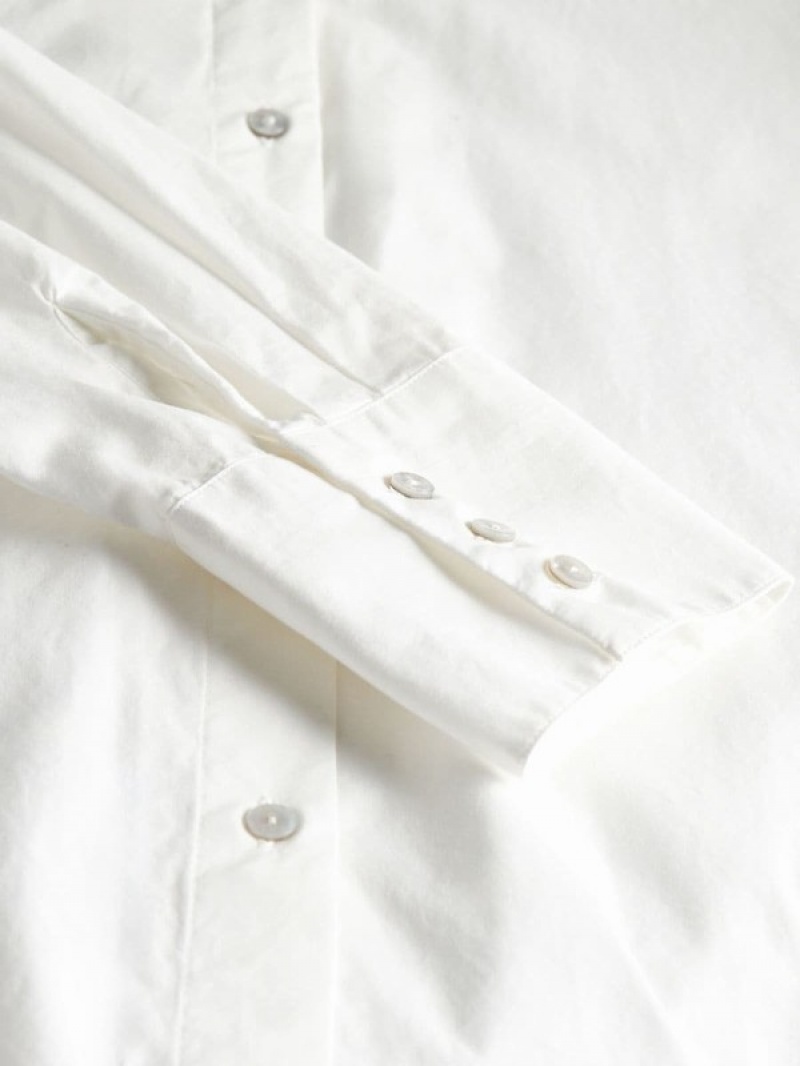 White Women's Reserved Cotton Shirts | 48051SZER