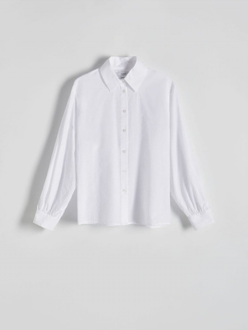 White Women's Reserved Cotton Shirts | 79803CYOZ