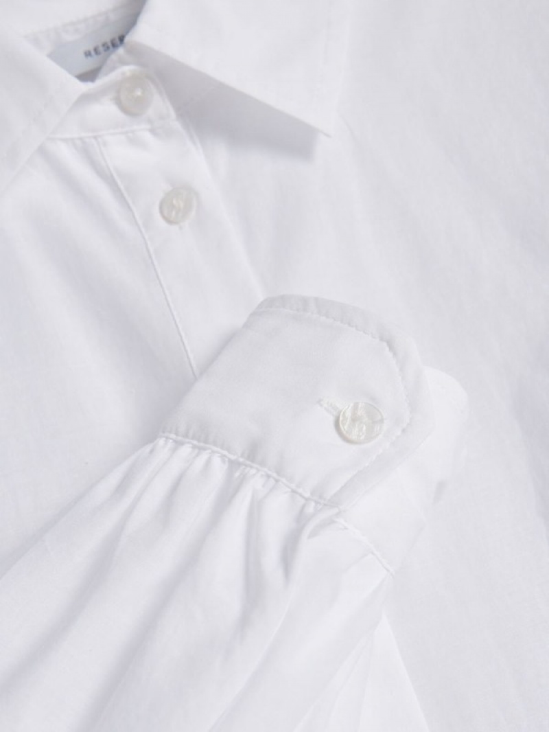 White Women's Reserved Cotton Shirts | 79803CYOZ