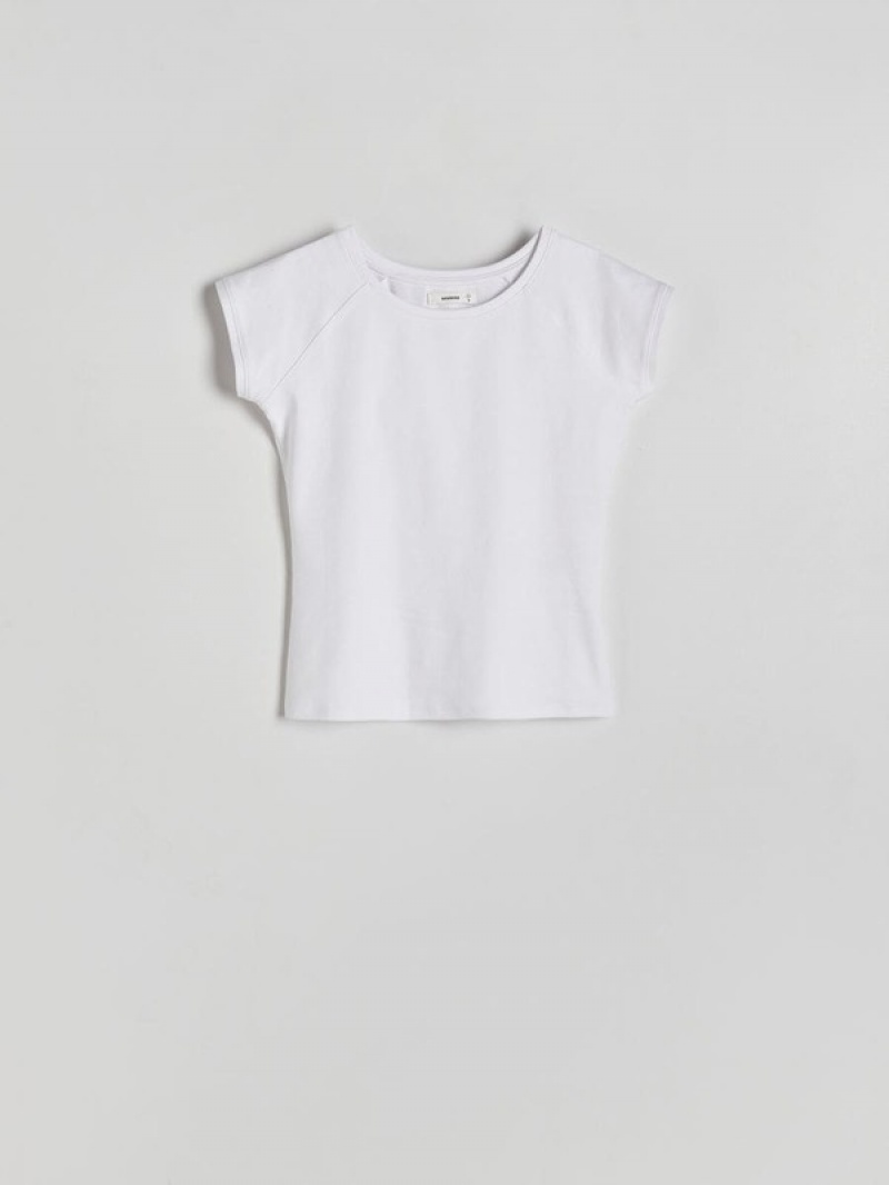 White Women's Reserved Cotton T-shirts | 37981AHXB