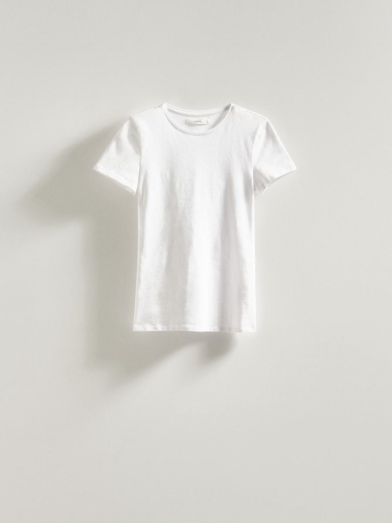 White Women's Reserved Cotton T-shirts | 51687REGM