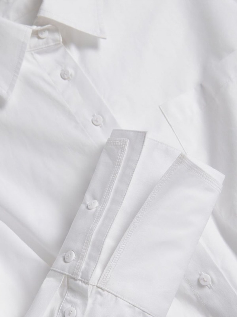 White Women's Reserved Cropped Cotton Shirts | 40926PYHC