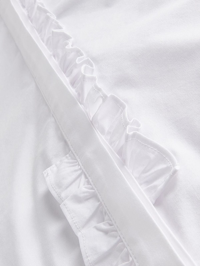 White Women's Reserved Frill Shirts | 59462QJMR