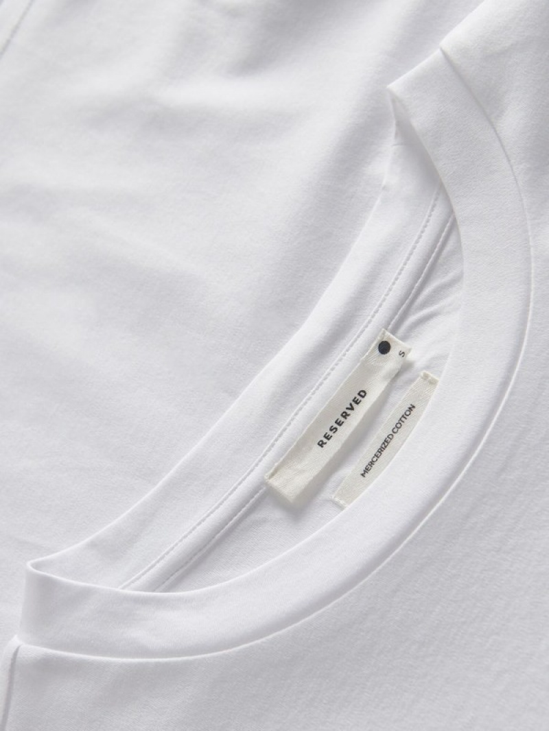 White Women's Reserved Mercerised Cotton Oversized T-shirts | 53917UBFI