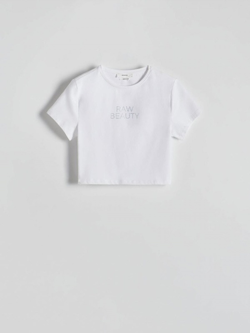 White Women's Reserved Modal Blend T-shirts | 50128XHIO