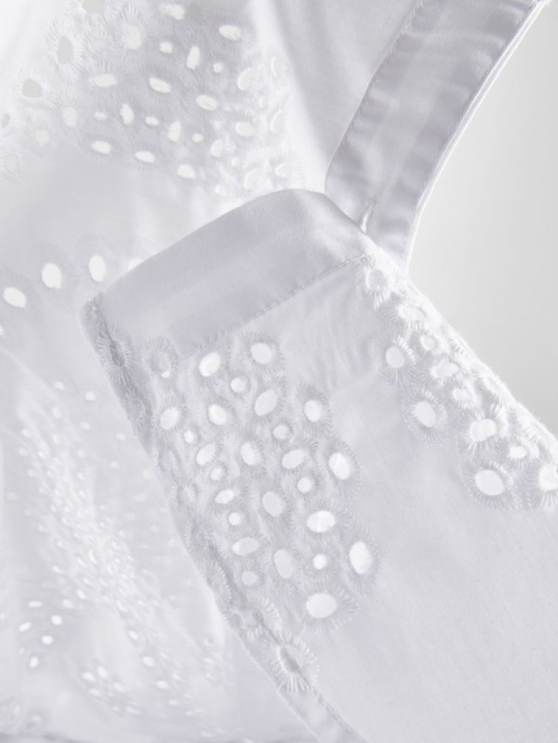 White Women's Reserved Openwork Shirts | 30247RLYE