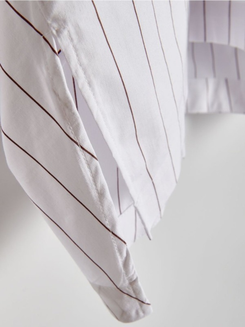 White Women's Reserved Oversized Stripe Shirts | 16598QDJV