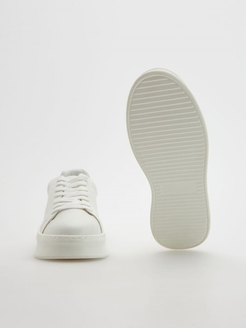 White Women's Reserved Thick Sole Sneakers | 91568MAXR