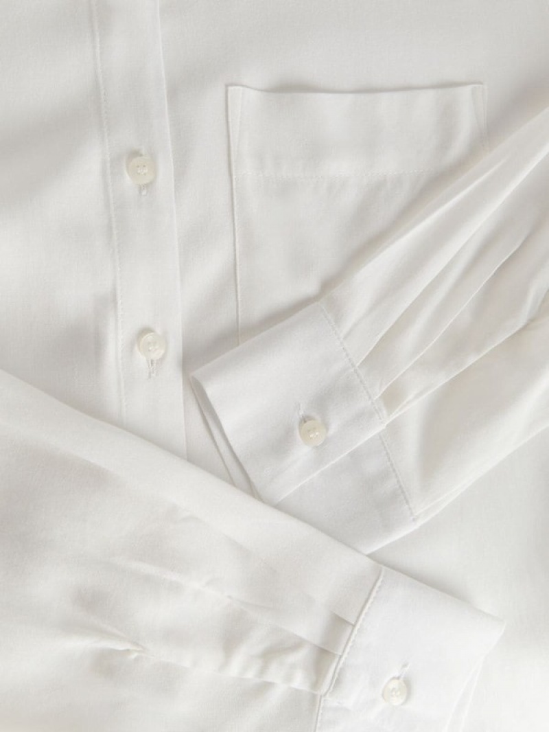 White Women's Reserved Viscose Shirts | 96035ZXRL