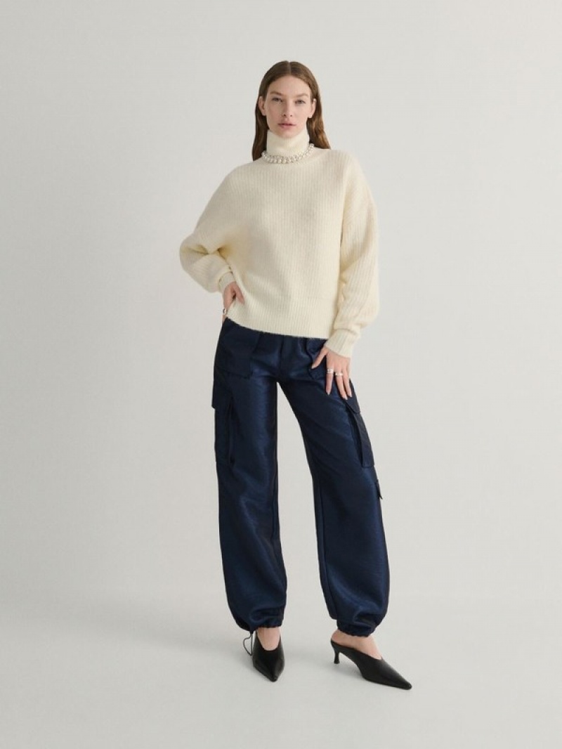 White Women's Reserved Wool Blend Sweaters | 52190KMPD