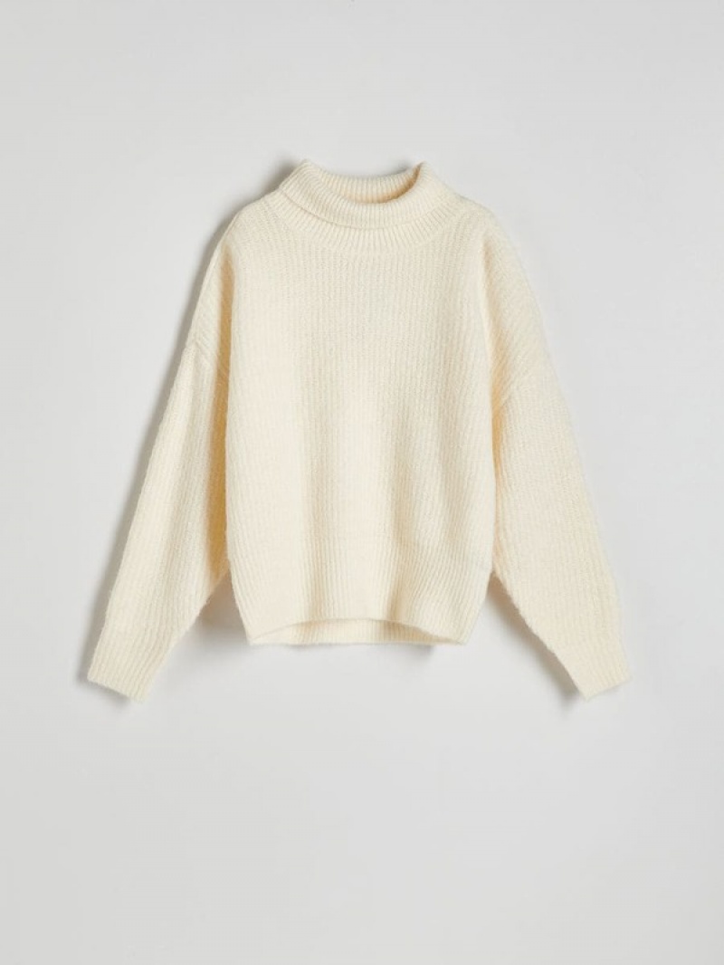 White Women's Reserved Wool Blend Sweaters | 52190KMPD