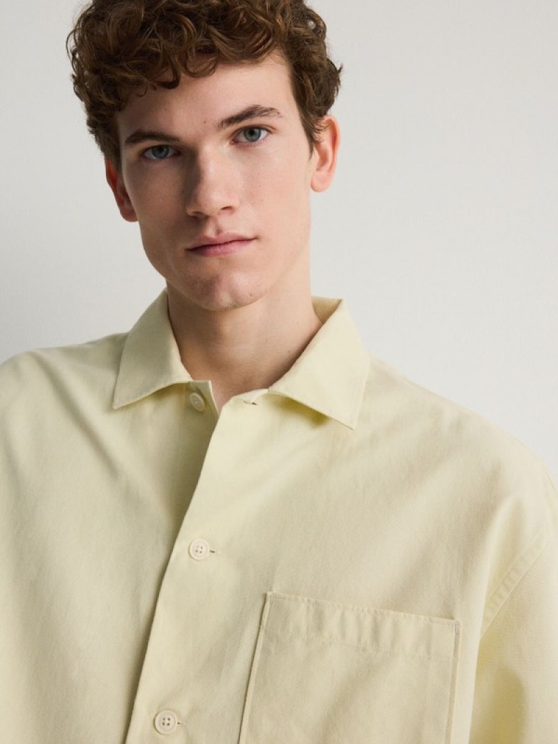 Yellow / Green Men's Reserved Comfort Fit Shirts | 46810XZEB