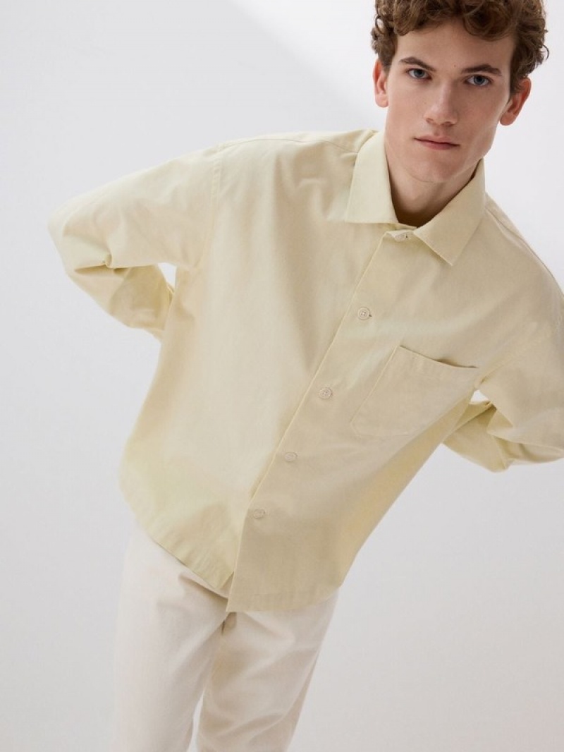 Yellow / Green Men's Reserved Comfort Fit Shirts | 46810XZEB