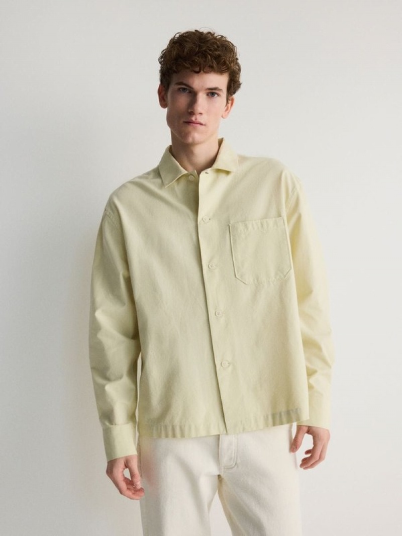 Yellow / Green Men's Reserved Comfort Fit Shirts | 96048DXOY