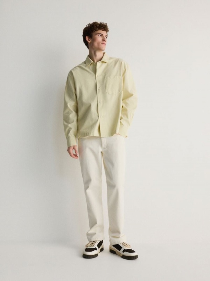 Yellow / Green Men's Reserved Comfort Fit Shirts | 96048DXOY