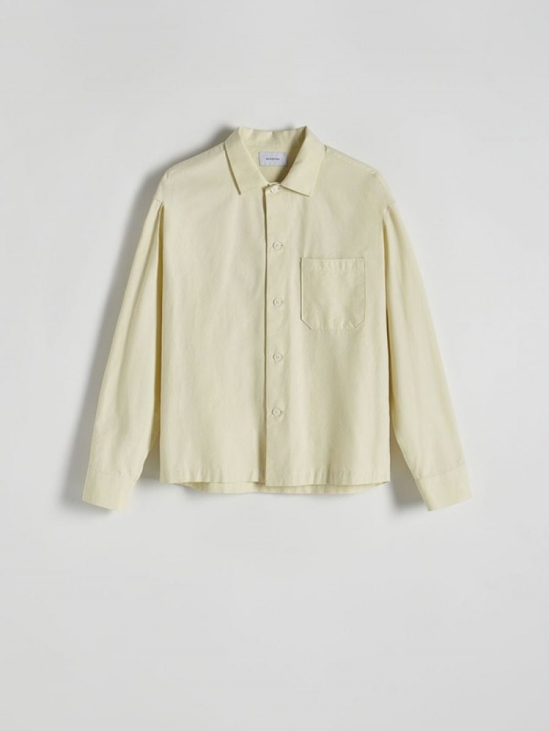 Yellow / Green Men's Reserved Comfort Fit Shirts | 96048DXOY